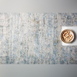 LOLOI II Drift Collection Flatweave Washable Runner Rug in Ivory / Sky